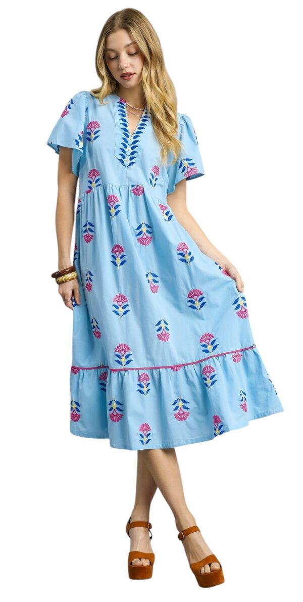 UMGEE PUFF SLEEVE PRINT MIDI DRESS - Image 3
