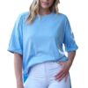 HAILEY & CO RAW EDGE ROLL SLEEVE CASUAL TOP - Image 2