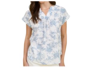 BLUPEPPER TOILE PRINT SHORT SLEEVE TOP