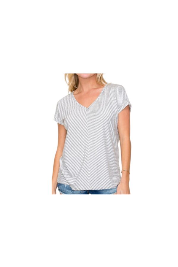 STACCATO V-NECK CHEVRON STRIPED TOP