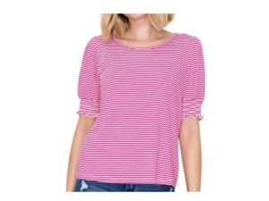STACCATO PUFF SLEEVE STRIPED TOP