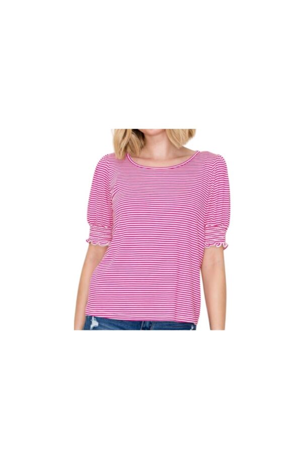 STACCATO PUFF SLEEVE STRIPED TOP