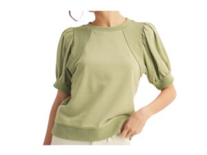 JODIFL PUFF SLEEVE FRENCH TERRY TOP