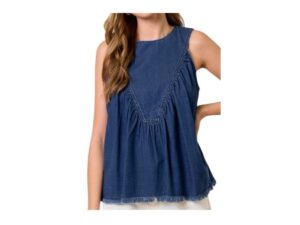 DOE & RAE TENCEL SHIRRED SWING TANK