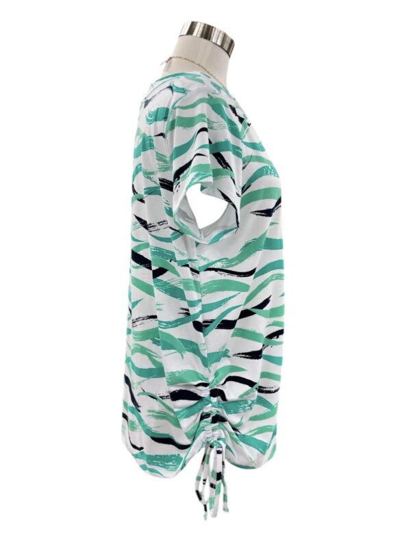 SOUTHERN LADY SHORT SLEEVE STRIPE PRINT SIDE TIE TOP - Image 3