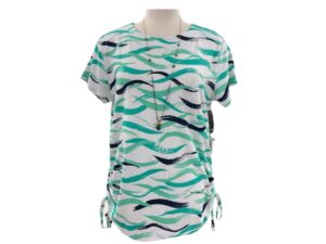 SOUTHERN LADY SHORT SLEEVE STRIPE PRINT SIDE TIE TOP