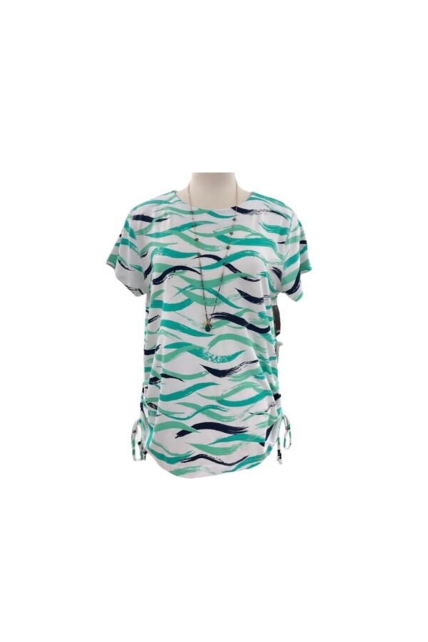 SOUTHERN LADY SHORT SLEEVE STRIPE PRINT SIDE TIE TOP