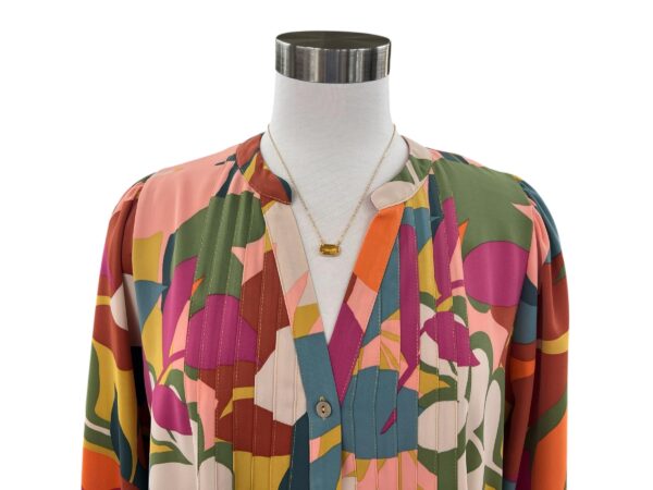 EASEL LONG SLEEVE PLEAT FRONT PRINT BLOUSE - Image 2