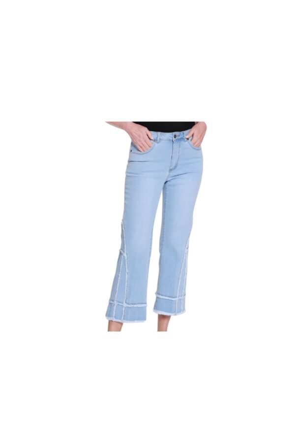 MULTIPLES 5 POCKET FRINGE FLARE CROP JEAN