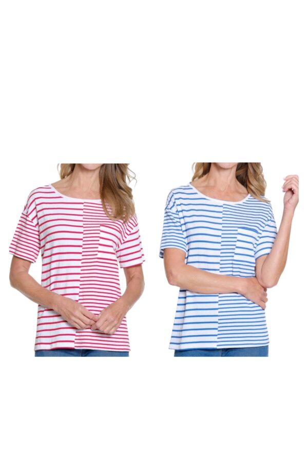 MULTIPLES SHORT SLEEVE SCOOP NECK PUCKER KNIT TOP