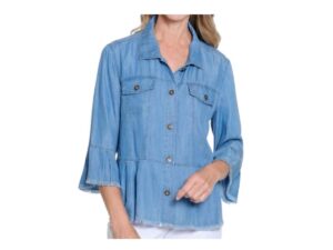 MULTIPLES 3/4 FLOUNCE SLEEVE PEPLUM JACKET