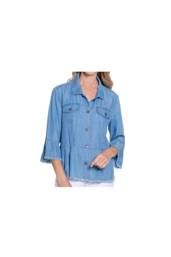 MULTIPLES 3/4 FLOUNCE SLEEVE PEPLUM JACKET