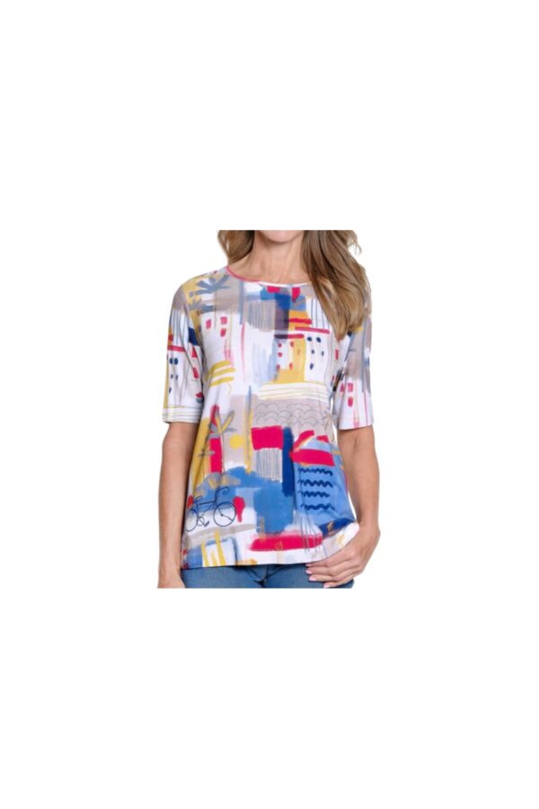 MULTIPLES 3/4 SLEEVE EMBELLISHED KNIT TOP