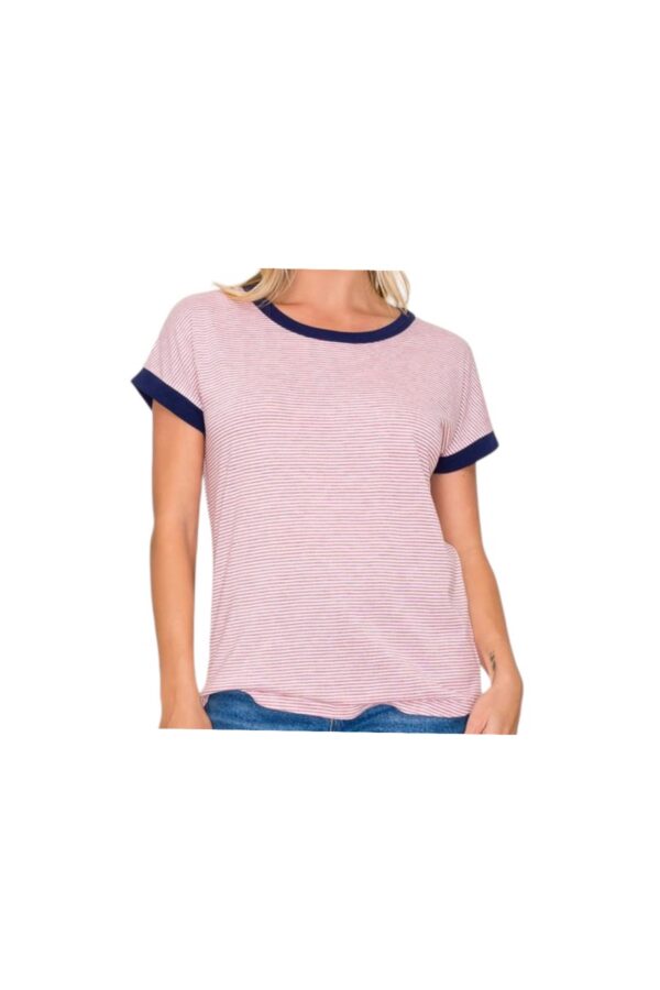 STACCATO STRIPED COLOR TRIM TOP