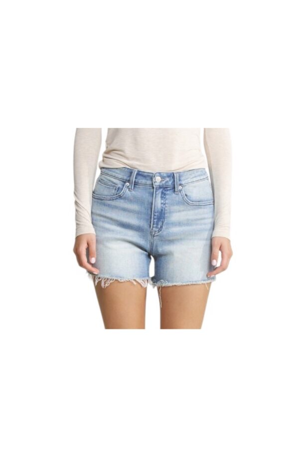 MICA DENIM HIGH RISE FRAYED HEM SHORTS