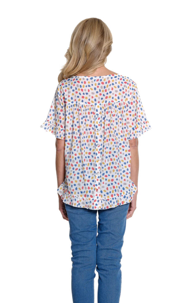 MULTIPLES PRINT RUFFLE FLOUNCE SLEEVE TOP - Image 4