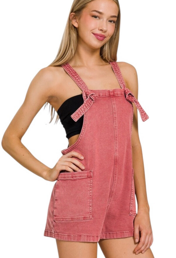 ZENANA MINERAL WASH KNOT STRAP ROMPER - Image 2