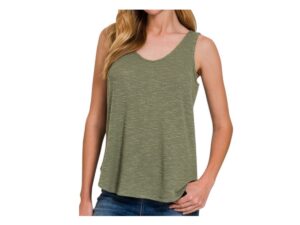 ZENANA DOUBLE SCOOP HACCI KNIT TANK