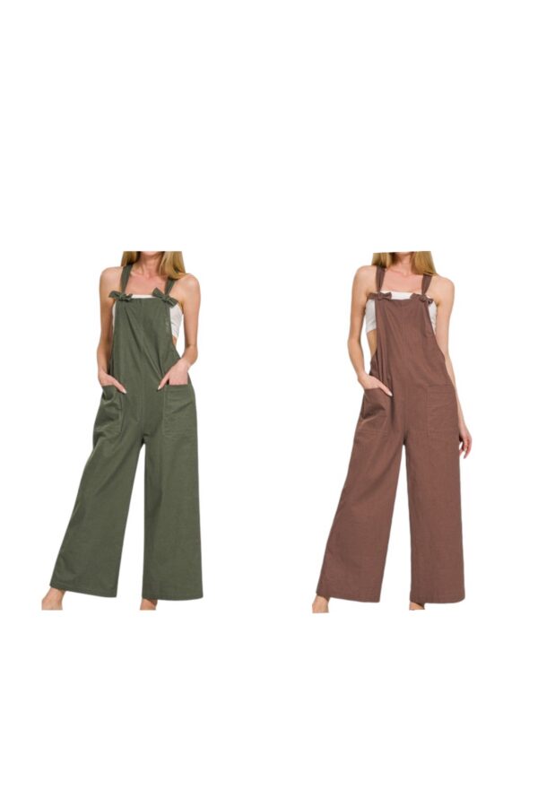 ZENANA WOVEN KNOT STRAP OVERALLS