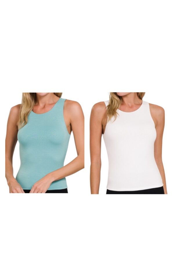 ZENANA DOUBLE LAYER ROUND NECK TANK