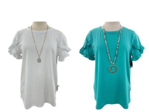 SOUTHERN LADY RUFFLE TRIM SHORT SLEEVE TOP