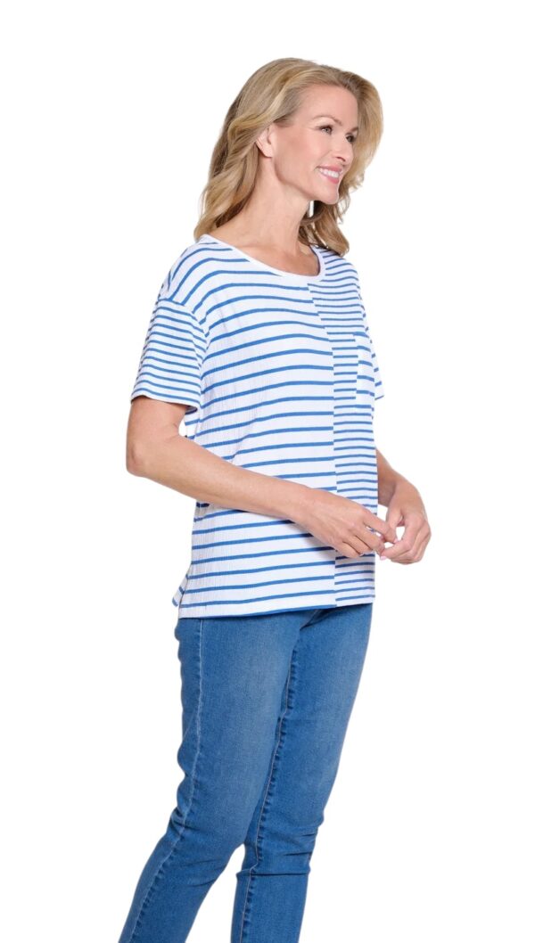 MULTIPLES SHORT SLEEVE SCOOP NECK PUCKER KNIT TOP - Image 4