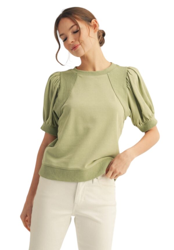 JODIFL PUFF SLEEVE FRENCH TERRY TOP - Image 2