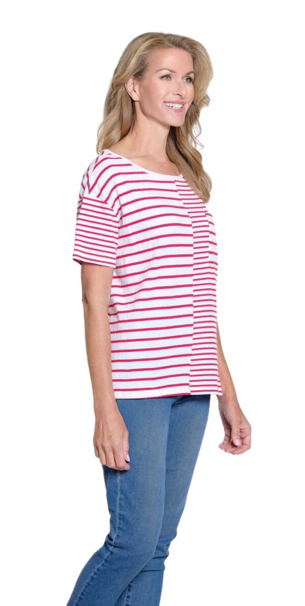 MULTIPLES SHORT SLEEVE SCOOP NECK PUCKER KNIT TOP - Image 7