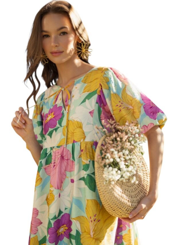JODIFL FLORAL PUFF SLEEVE BABY DOLL DRESS - Image 3