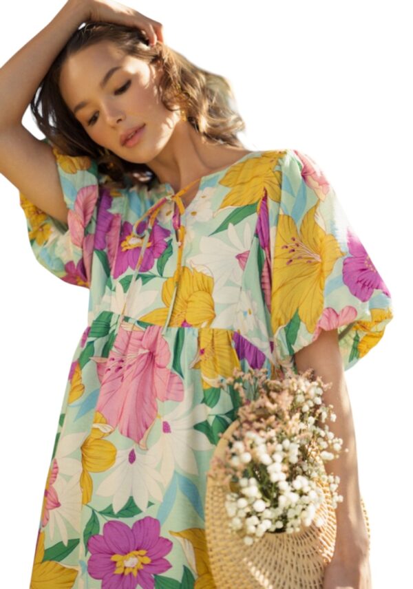 JODIFL FLORAL PUFF SLEEVE BABY DOLL DRESS - Image 2