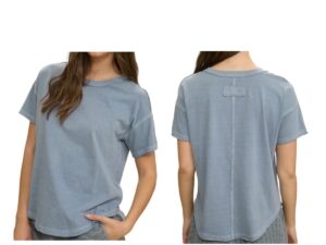 BLUPEPPER EXPOSED SEAM RAW EDGE SHORT SLEEVE TOP