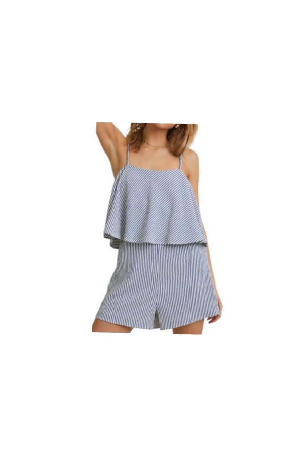 GILLI SPAGHETTI STRAP STRIPE ROMPER
