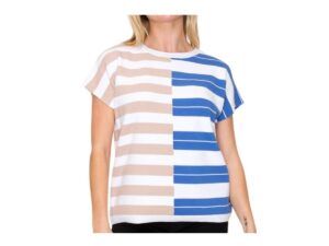 STACCATO SHORT SLEEVE STRIPE BLOCK SWEATER