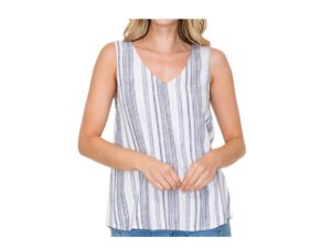 STACCATO YARN DYE SLEEVELESS WOVEN TOP