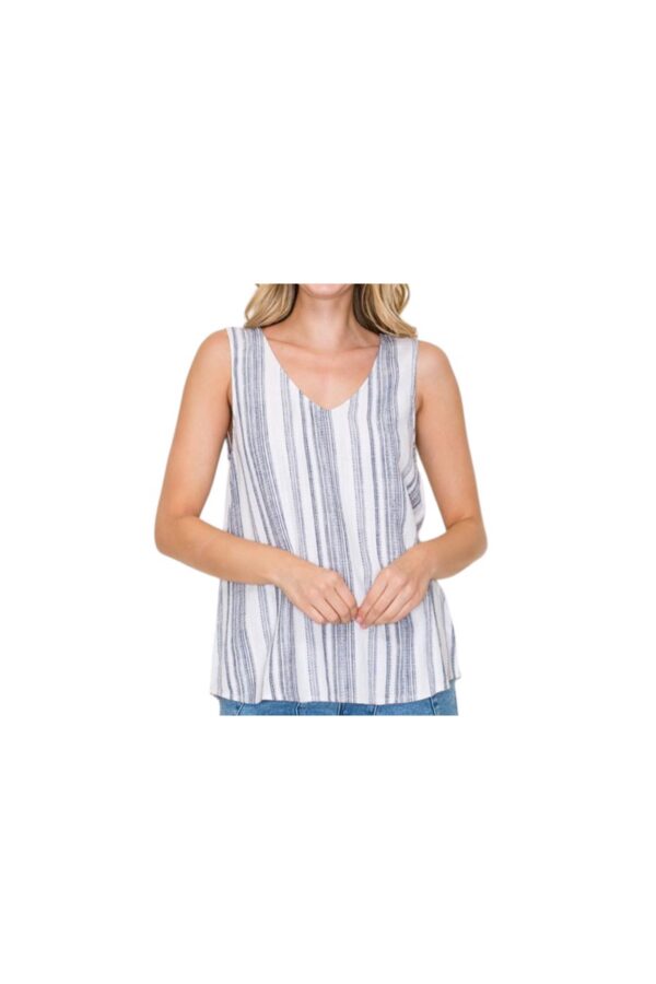 STACCATO YARN DYE SLEEVELESS WOVEN TOP