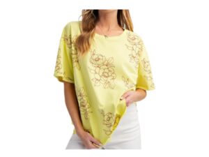 EASEL FLORAL PRINT COTTON JERSEY TOP
