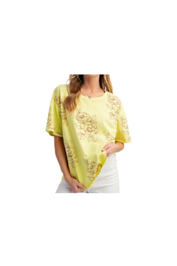 EASEL FLORAL PRINT COTTON JERSEY TOP