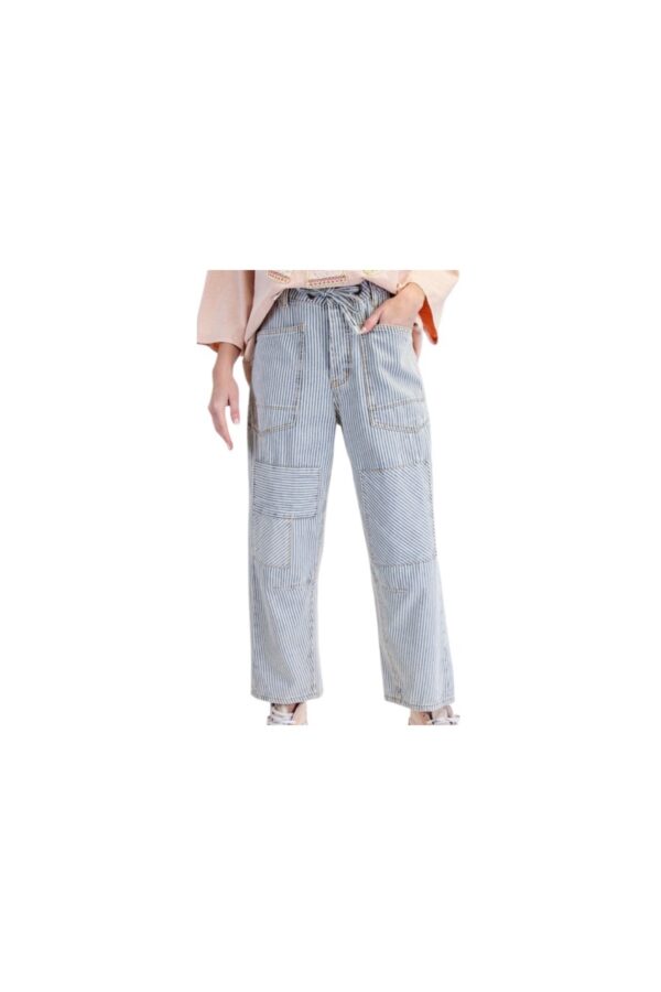 EASEL STRIPED BARREL WASHED TWILL PANTS
