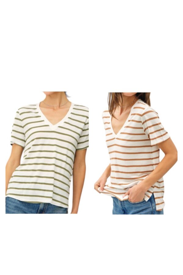 BE COOL COTTON LINEN RELAXED FIT STRIPE TEE