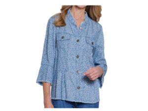 MULTIPLES FLOUNCE SLEEVE PRINT PEPLUM JACKET