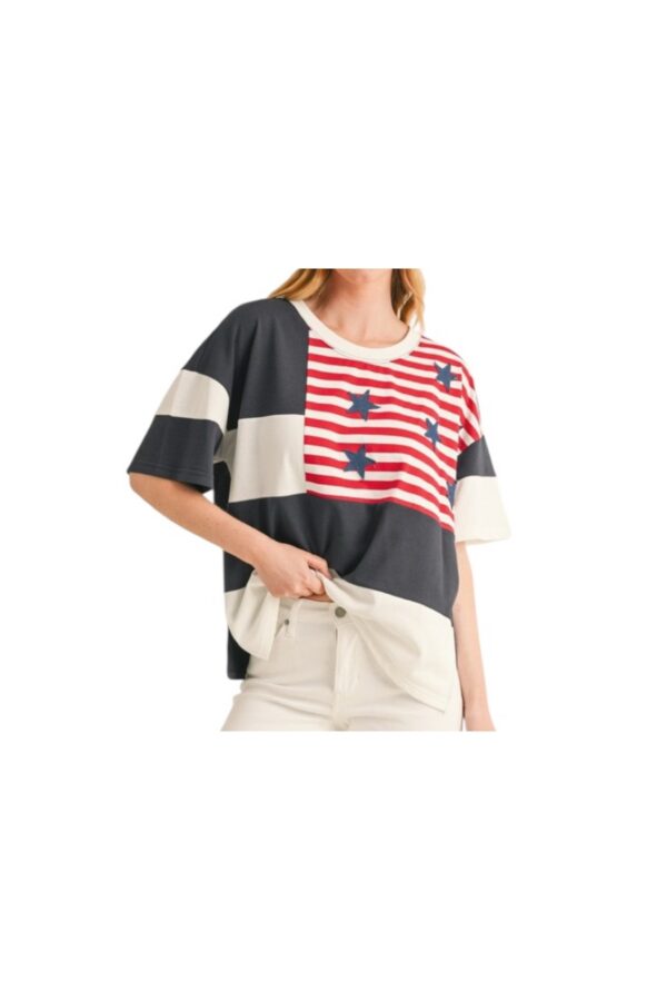 JODIFL PATCHWORK AMERICAN FLAG TOP