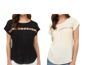 BLUPEPPER CROCHET TRIM SHORT SLEEVE TOP