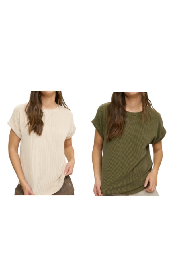 BLUPEPPER RIBBED CREWNECK SHORT SLEEVE TOP