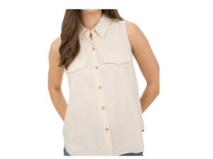 BLUPEPPER COLLARED BUTTON DOWN SLEEVELESS TOP