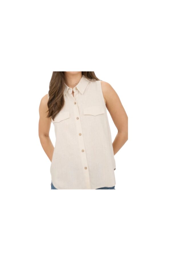 BLUPEPPER COLLARED BUTTON DOWN SLEEVELESS TOP