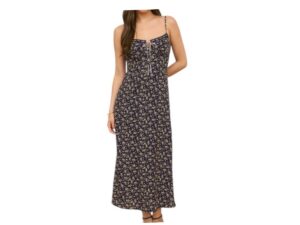 BLUPEPPER BIAS CUT FLORAL SPAGHETTI STRAP DRESS