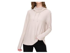 STACCATO LONG SLEEVE TEXTURED KNIT COWL NECK TOP