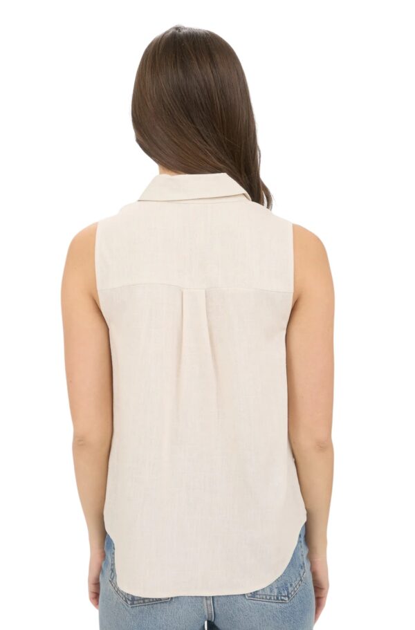 BLUPEPPER COLLARED BUTTON DOWN SLEEVELESS TOP - Image 3
