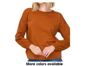 STACCATO LONG SLEEVE FRENCH TERRY CREW NECK