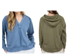BLUPEPPER RAW EDGE V-NECK HOODIE